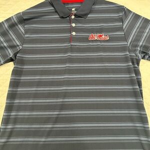 Colosseum Men's Navy Polo with Stripes and Ole Miss logo